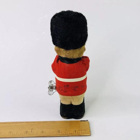 Vintage Key Wind Tow Royal England Soldier Doll Rubber Face Christmas Toy READ! - Picture 3 of 5